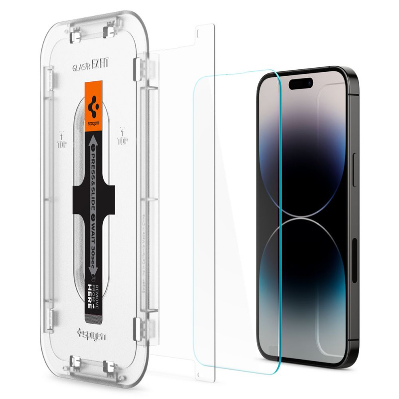 GEHÄRTETES GLAS Spigen GLAS.TR „EZ FIT“ 2ER-PACK IPHONE 14 PRO KLAR