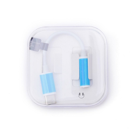 Adapter HF/audio Typ C do Jack 3,5mm biały BOX (w pudełku)