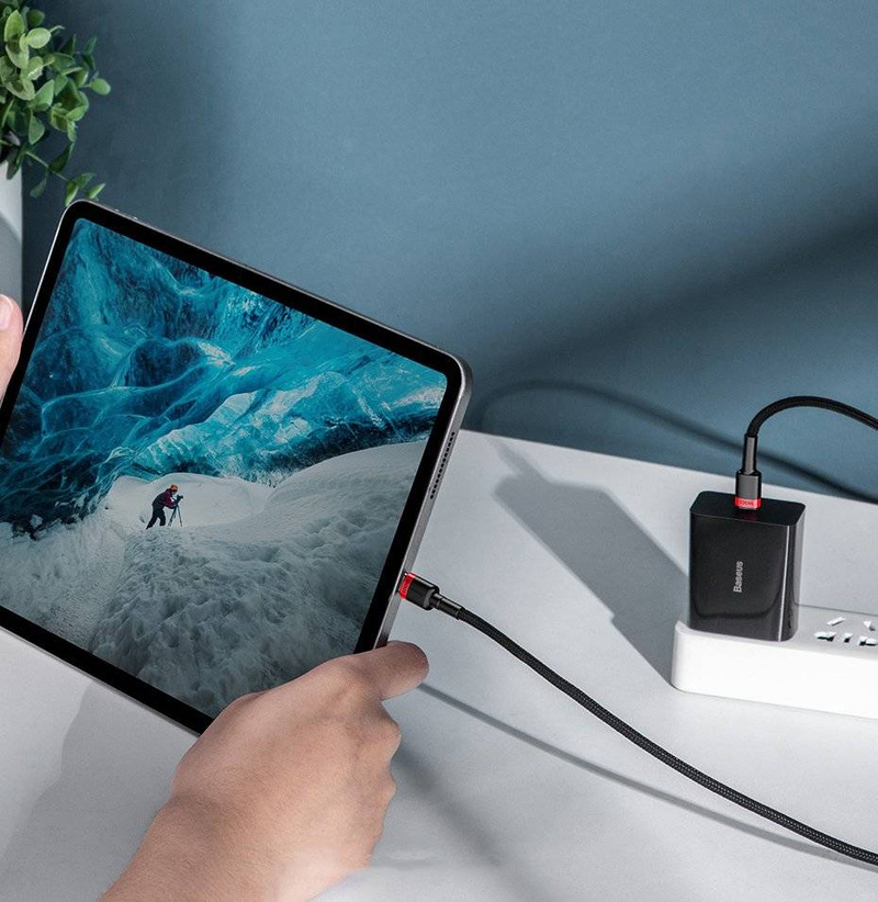 Baseus Cafule nylonowy kabel przewód USB Typ C Power Delivery 2.0 100W 20V 5A 2m czarny (CATKLF-AL91)