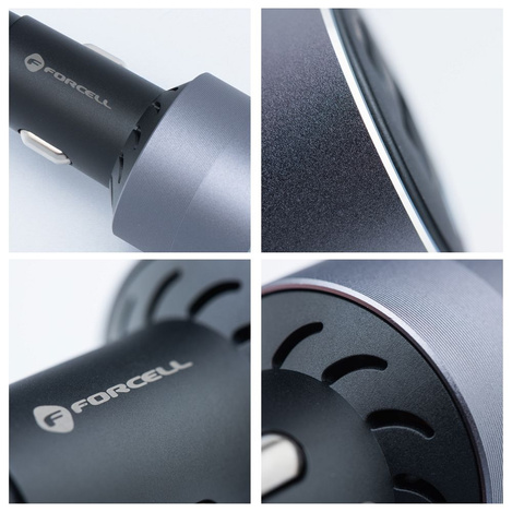 FORCELL F-ENERGY Alu - ładowarka samochodowa 85W PD+QC4.0+SAM SFC 2.0, 2xUSB C+USB A