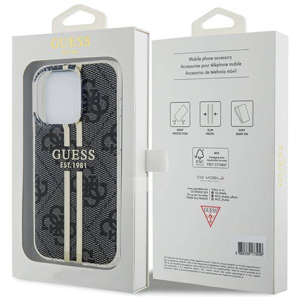 Oryginalne Etui GUESS Hardcase GUHCP15LH4PSEGK do iPhone 15 Pro (4G Gold  Stripe / czarny)
