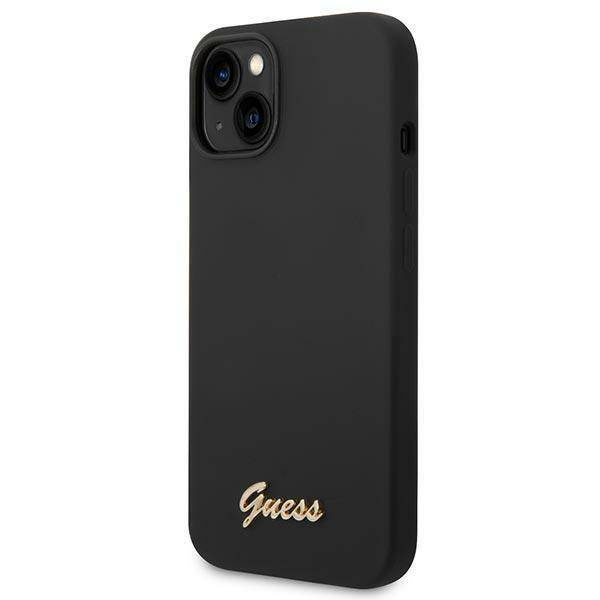 Guess GUHCP14MSLSMK iPhone 14 Plus 6.7 &quot;schwarz / schwarzes Hartschalenetui Silikon Vintage Gold Logo
