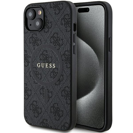 Oryginalne Etui GUESS Hardcase GUHMP15SG4GFRK do iPhone 15 (Kompatybilny z Magsafe / 4G Ring classic logo / czarny)
