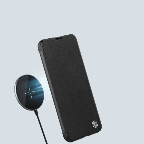 Nillkin Qin Leder Pro Hülle iPhone 14 Plus Kamerahülle Holsterhülle Klapphülle Grün