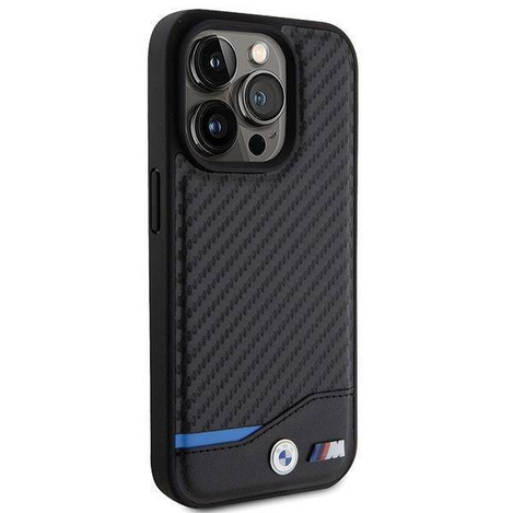 BMW Leder-Carbon-Hülle für iPhone 15 Pro – schwarz