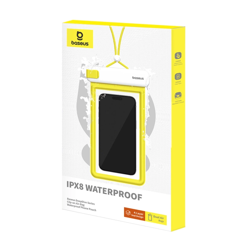 Baseus DeepDive-Gehäuse wasserdicht IPX8 mit 4 Dichtungsschichten – weiß und gelb