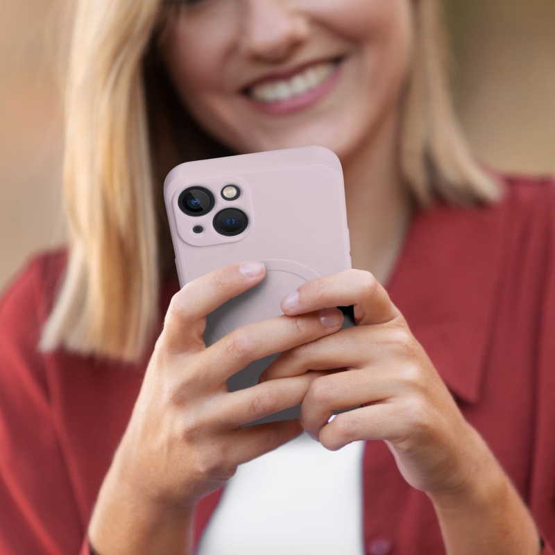 Futerał Silicone Mag Cover kompatybilny z MagSafe do IPHONE 13 różowy