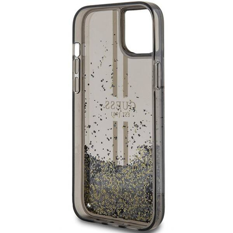 Oryginalne Etui GUESS Hardcase GUHCP15SLFCSEGK do iPhone 15 (Liquid Glitter Gold Stripes / czarny)