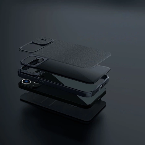 Nillkin Qin Leder Pro Hülle iPhone 14 Plus Kamerahülle Holsterhülle Klapphülle Grün