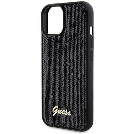 Guess nakładka do iPhone 14 6,1&quot; GUHCP14SPSFDGSK HC SEQUIN SCRIPT METAL czarna