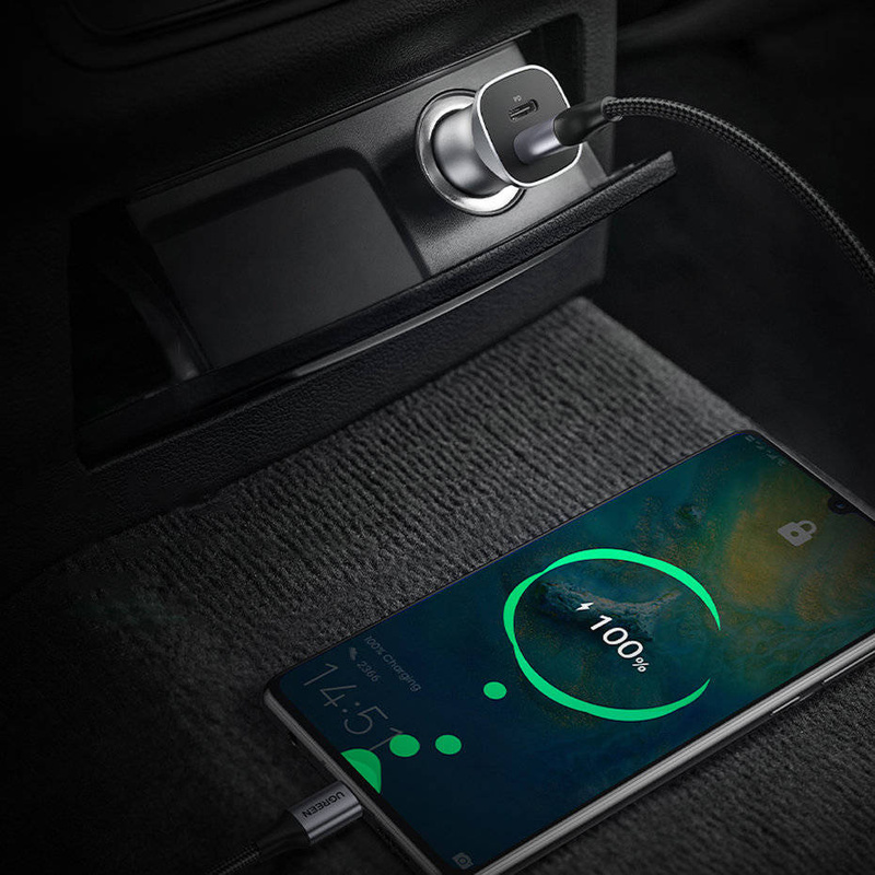 Ugreen USB Car Charger Type C / USB 24W Power Delivery Quick Charge gray (30780)