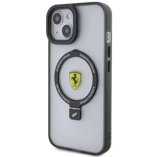 Ferrari FEHMP15SUSCAH iPhone 15 6,1&quot; transparentes Hardcase Ring Stand 2023 Collection MagSafe