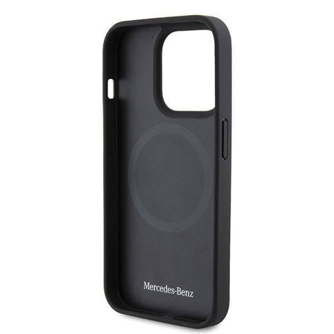 Oryginalne Etui APPLE IPHONE 15 PRO Mercedes Hardcase Leather&Alu MagSafe (MEHMP15L23ACMS) srebrne
