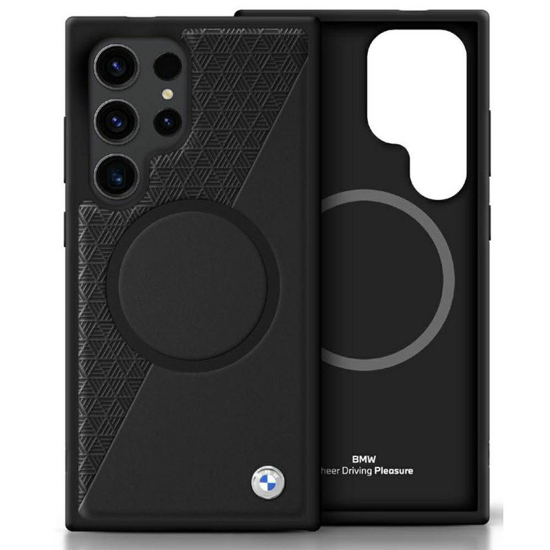 BMW futerał do SAMSUNG S25 Ultra kompatybilny z MagSafe BMHMS25L23RTPK (Sign Leather Half Textured and Circle) black