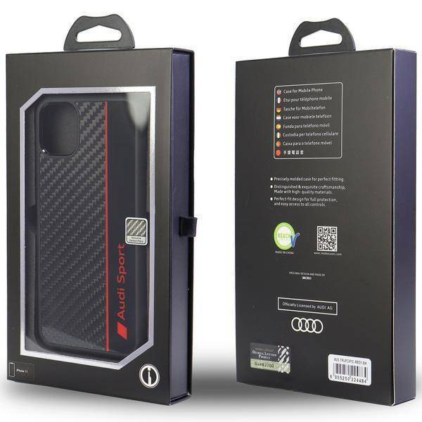 Audi Carbon Fiber Stripe iPhone 12/12 Pro 6,1&quot; schwarz/schwarz Hardcase AUS-TPUPCIP12P-R8/D1-BK