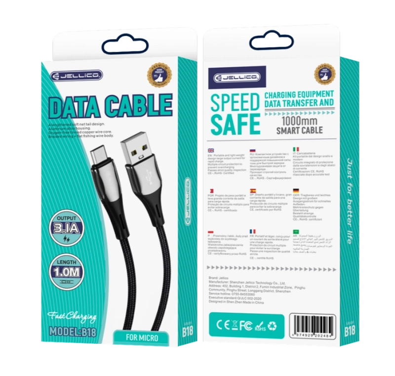 JELLICO kabel B18 Micro 3.1A 1M Czarny
