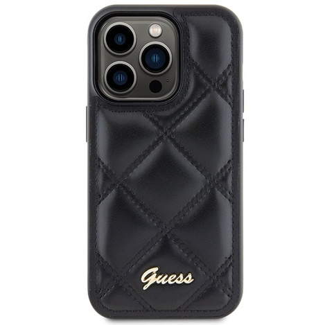 Guess nakładka do iPhone 15 Pro Max 6,7" GUHCP15XPSQSQSK czarna HC PU Quilted Metal Logo