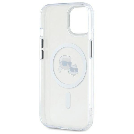 Original Case IPHONE 14 Karl Lagerfeld Hardcase IML Metal Karl&Choupette Head MagSafe (KLHMP14SHLSKCH) white
