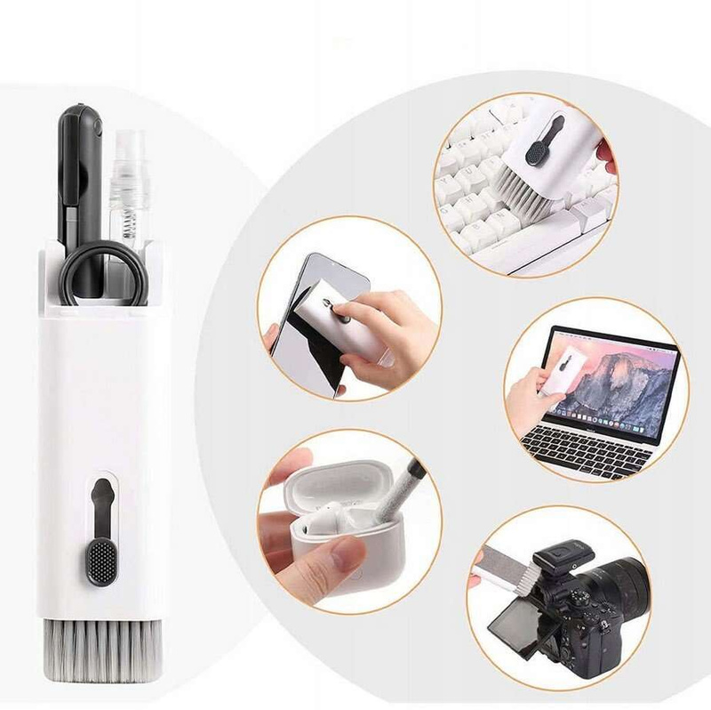 Multifunctional 7in1 cleaning kit for headphones and keyboard - gray