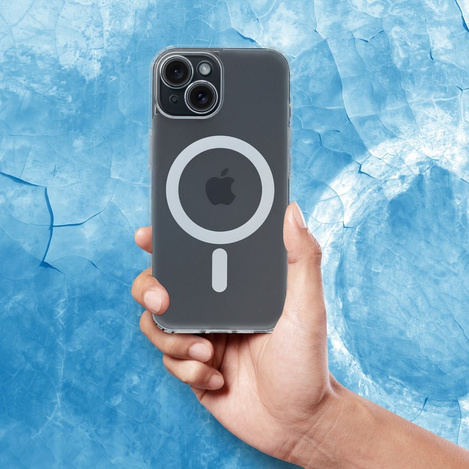 Futerał FROST MAG COVER z ochroną aparatu kompatybilny z MagSafe do IPHONE 15 Plus transparentny