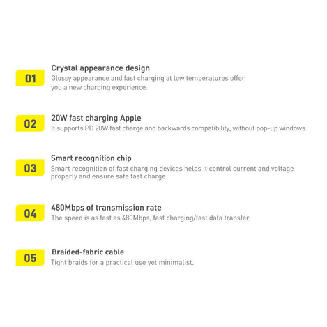 Baseus Crystal Shine Series Fast Charging Data Cable Type-C to iP 20W 2m Black