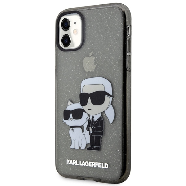 Original Case IPHONE 11 / XR Karl Lagerfeld Hardcase Gliter Karl&Choupette (KLHCN61HNKCTGK) black