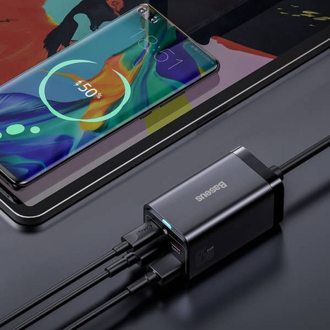 Baseus Quick Charger GaN3 Pro, 2x USB-C, 2x USB, 65W (black)