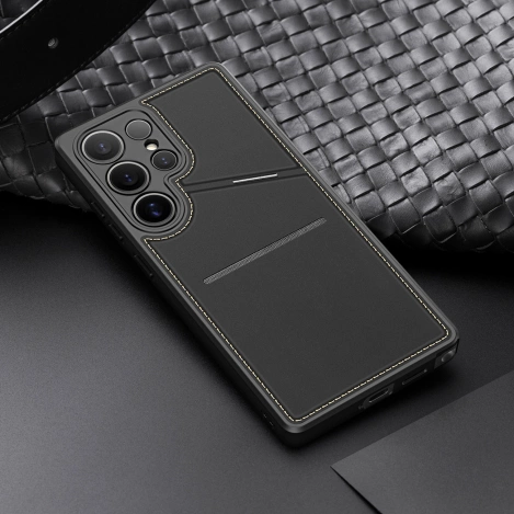Dux Ducis Rafi II Hülle für Samsung Galaxy S25 Ultra mit Ständer und Geldbörse – Schwarz