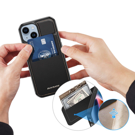 3 in 1 Case for iPhone 14 Plus with MagSafe Wallet RFID Blocking Stand Dux Ducis Rafi Mag - Black