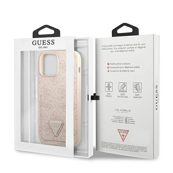 Schutzhülle IPHONE 13 PRO Guess Hardcase 4G Triangle Logo Cardslot (GUHCP13LP4TPP) rosa