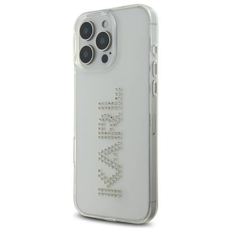 Original Handyhülle IPHONE 16 PRO MAX Karl Lagerfeld Hardcase IML Rhinestones Logo (KLHCP16XHKLSTDCT) transparent