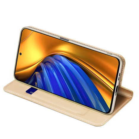 Dux Ducis Skin Pro Holster Cover Flip Cover für Xiaomi Poco F4 5G Gold