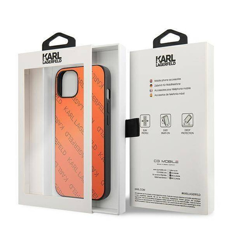 Original Handyhülle IPHONE 13 MINI Karl Lagerfeld Hardcase Perforated Allover (KLHCP13SPTLO) orange