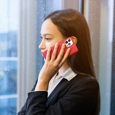 Dux Ducis Hivo echt Leder booktype case schutzhülle aufklappbare hülle für iPhone 14 Pro Max rot