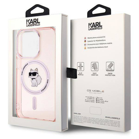 Etui Karl Lagerfeld IML Choupette MagSafe na iPhone 15 Pro Max - różowe