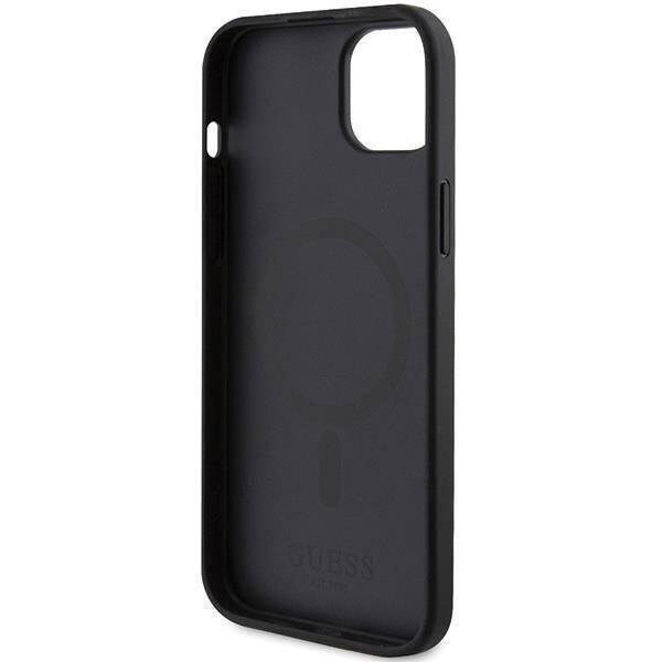 Original Handyhülle APPLE IPHONE 15 PLUS Guess Hardcase Saffiano MagSafe (GUHMP15MPSAHMCK) schwarz