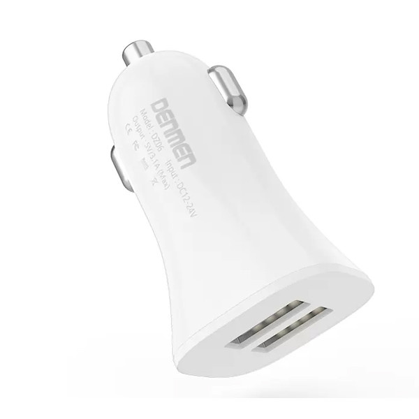 ŁADOWARKA SAMOCHODOWA 3A BIAŁA DENMEN 3100mA DUAL FAST CHARGING 2XUSB DZ06 15W