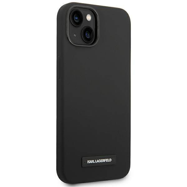 Original Case IPHONE 14 PLUS Karl Lagerfeld Hardcase Silicone Plaque Magsafe black