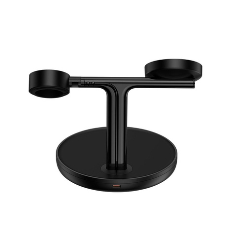 Baseus Swan ładowarka indukcyjna (kompatybilna z MagSafe) stojak do iPhone, Apple Watch, AirPods + kabel USB-C 1m czarny (WXTE000101)