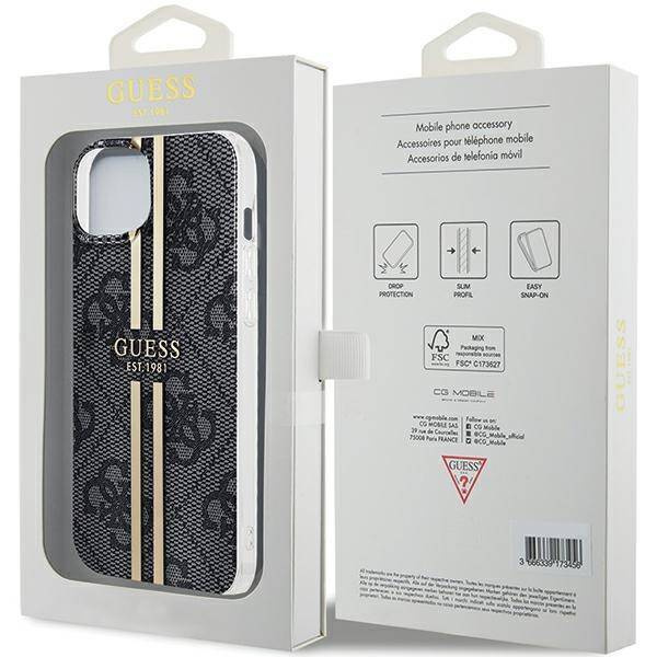 Oryginalne Etui GUESS Hardcase GUHCP15MH4PSEGK do iPhone 15 Plus (4G Gold Stripe / czarny)