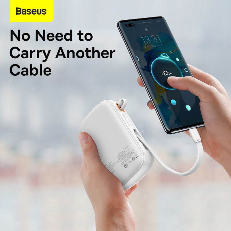 Powerbank Baseus Qpow PRO with cable, 20000mAh, 22.5W (White)