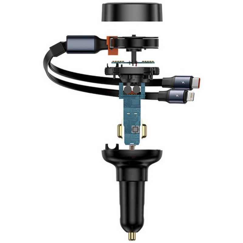 Baseus Enjoyment USB-C-Autoladegerät mit USB-C/ Lightning -60-W-Kabel – Schwarz