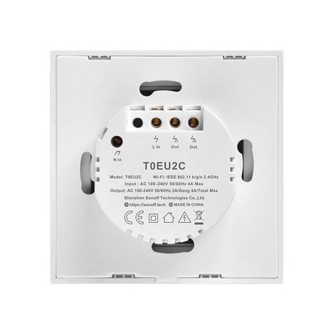 Sonoff T0EU2C-TX two-channel touch Wi-Fi wireless wall smart switches white (IM190314010)