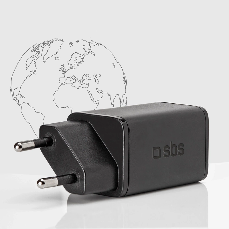 SBS TETRGAN1C45W 45-W-GaN-USB-C-Wandladegerät mit Power Delivery – Schwarz