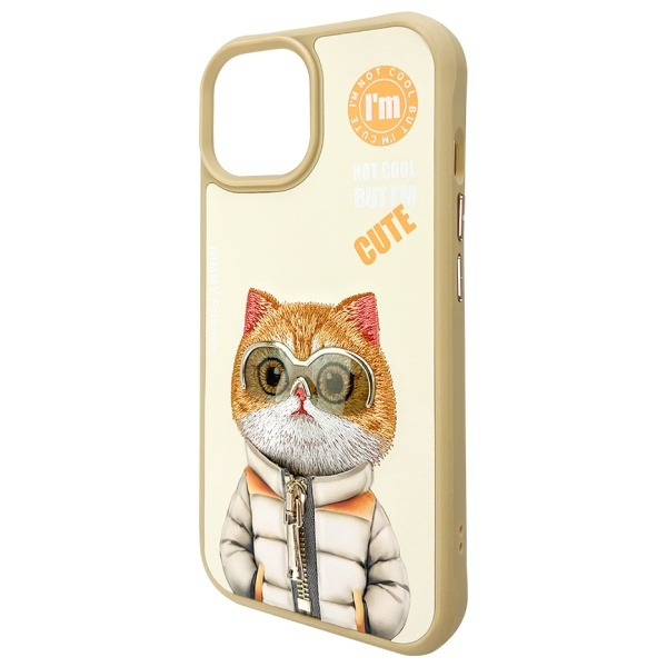 Nimmy etui iPhone 15 6.1" khaki           Cool&Cute 2.0 Cat