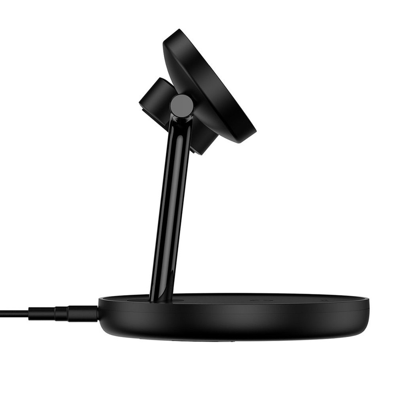 Baseus Swan ładowarka indukcyjna (kompatybilna z MagSafe) stojak do iPhone, Apple Watch, AirPods + kabel USB-C 1m czarny (WXTE000101)