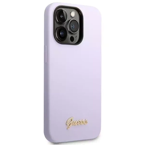 Guess Silicone Vintage - Etui iPhone 14 Pro (fioletowy)