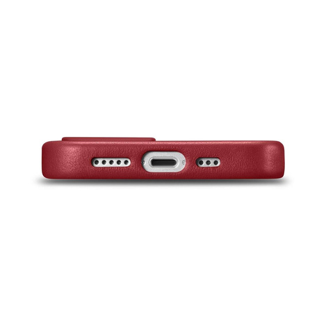 iCarer Case Leather genuine leather case for iPhone 14 Plus rot () (MagSafe compatible)