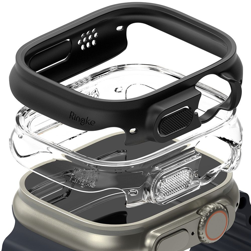 Etui APPLE WATCH ULTRA 49MM Ringke Slim 2-pack Clear & Matte Black