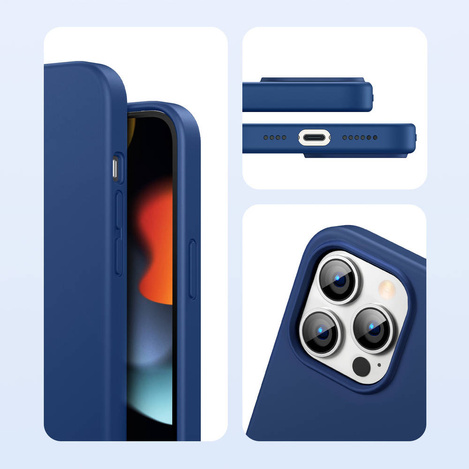 Ugreen Protective Silicone Case Soft Flexible Rubber Cover for iPhone 13 Pro Max blue